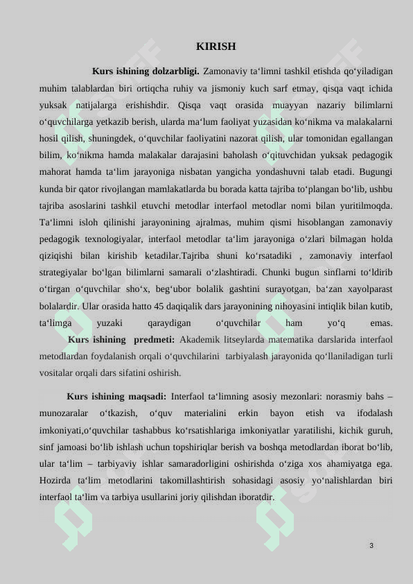 “Akademik litseylarda matematika o’qitishda interfaol metodlar va ularni qo’llanilishi” 3