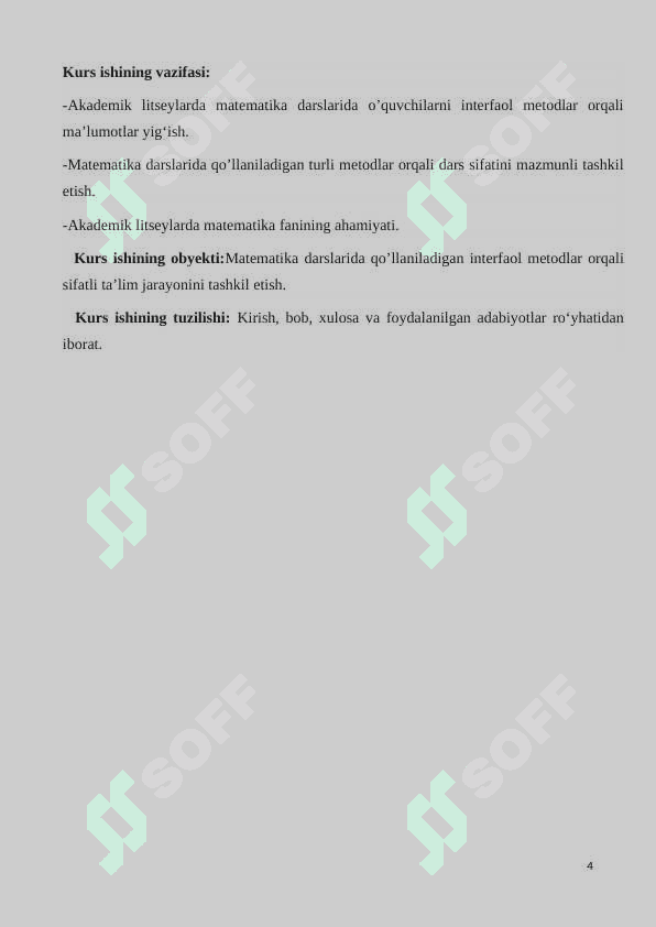 “Akademik litseylarda matematika o’qitishda interfaol metodlar va ularni qo’llanilishi” 4