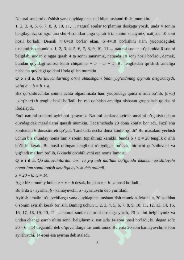 “O‘rta umumta’lim maktablarida son tushunchasini kiritilishi” 8