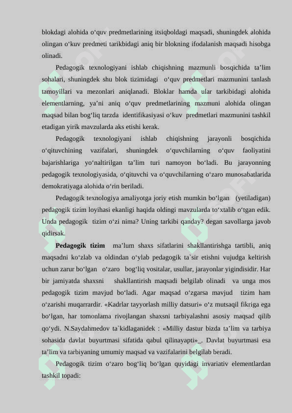PЕDAGOGIK TIZIM PЕDAGOGIK TЕXNOLOGIYANING ASOSI 2