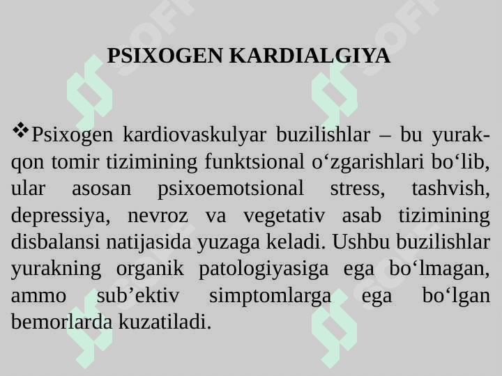 Psixogen kardiovaskulyar buzulishlar mexanizmi 4