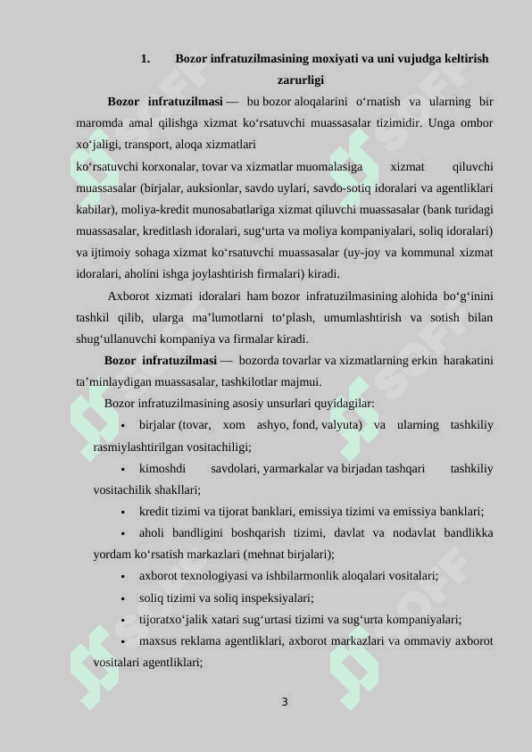 Bozor infratuzilmasi, uning tarkibi, infratuzilmani rivojlantirish 3