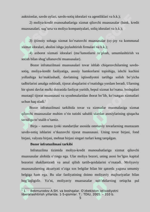Bozor infratuzilmasi, uning tarkibi, infratuzilmani rivojlantirish 5