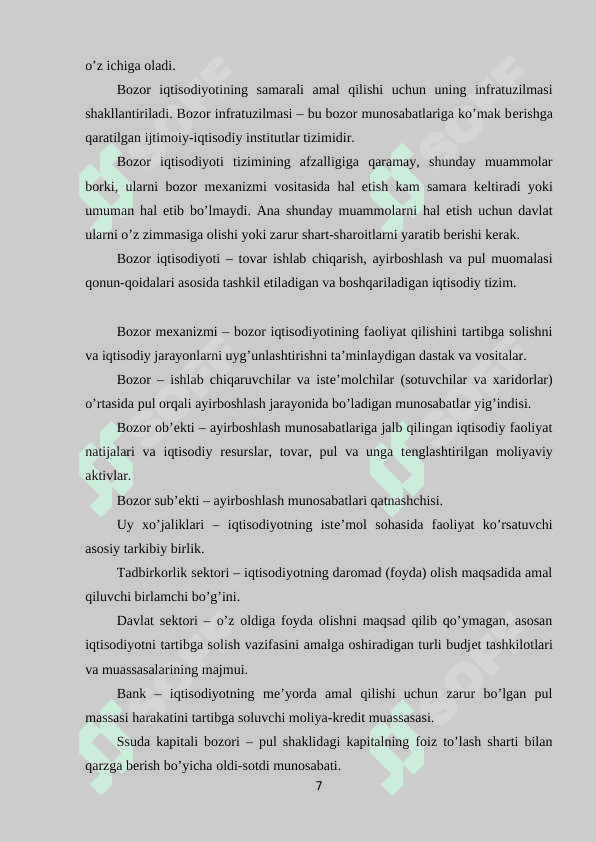Bozor infratuzilmasi, uning tarkibi, infratuzilmani rivojlantirish 7