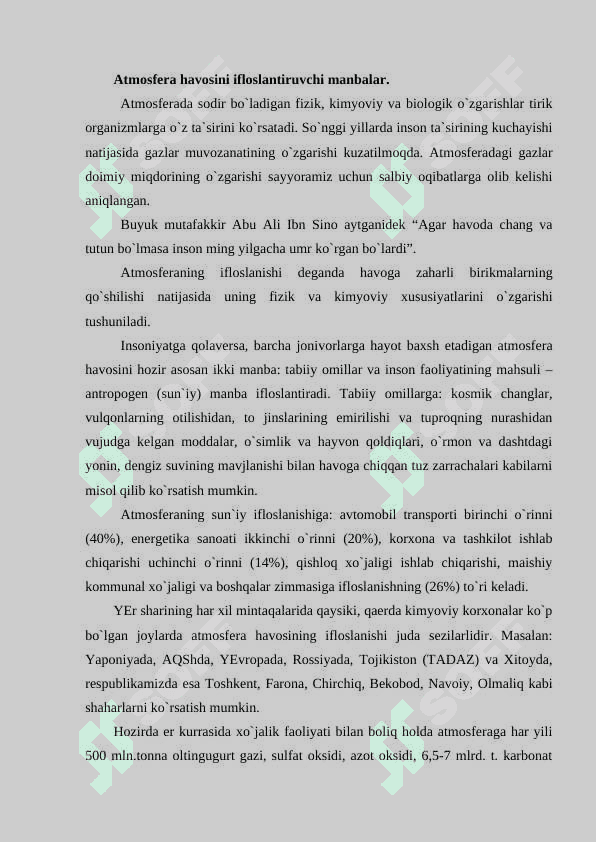 Atmosfera ekologiyasi 3