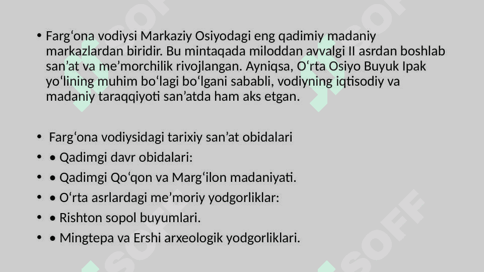 Farg’ona vodiysidagi san’at obidalari 2