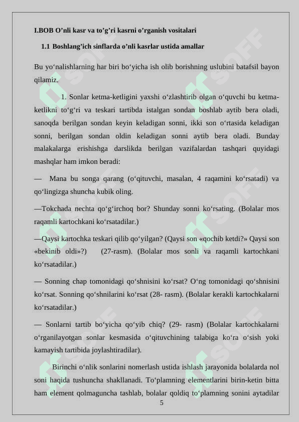 O'NLI KASRNI TO'G'RI KASR KO'RINISHIDA IFODALASH. kurs ishi 5