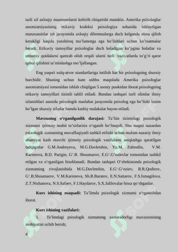 Ta’lim psixologining kasbiy faoliyati samaradorligi shartlari va mezonlari 4