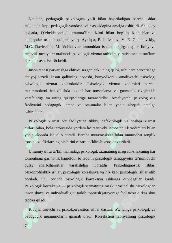 Ta’lim psixologining kasbiy faoliyati samaradorligi shartlari va mezonlari 7
