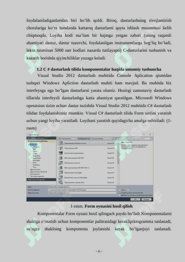 DomainUpDown komponentasi yordamida dastur yaratish 8