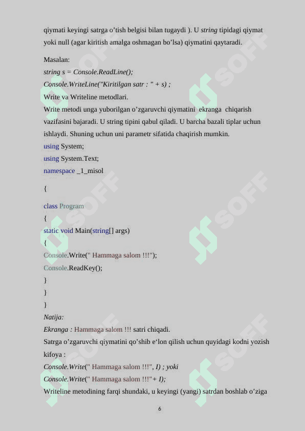 Abstrakt sinflar yaratish va ishlatish. 6