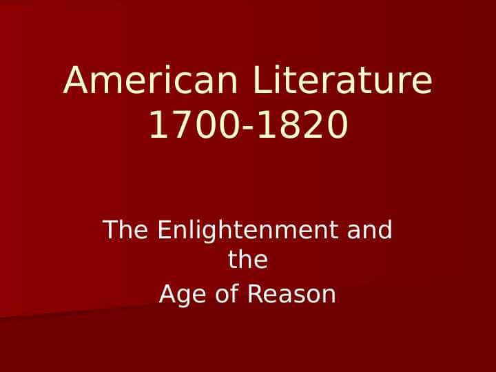 American Literature 1700-1820