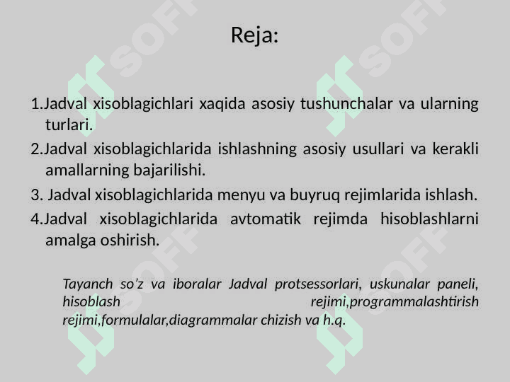 Jadval xisoblagichlari va ularning imkoniyatlari 2