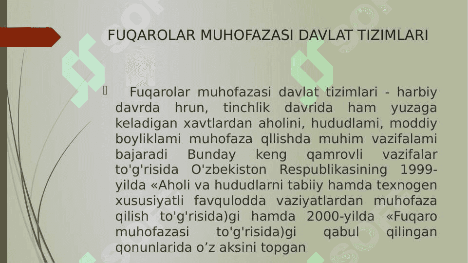FUQAROLAR MUHOFAZASINING ASOSIY VAZIFALARI 2