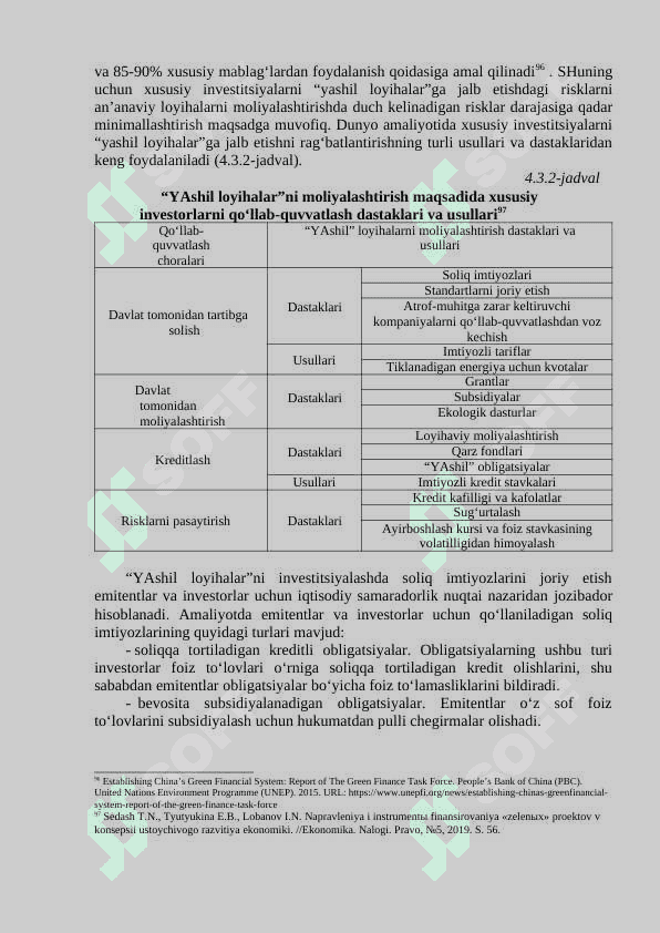 I-	“YASHIL IQTISODIYOT”GA O‘TISH JARAYONINI MOLIYALASHTIRISH 7