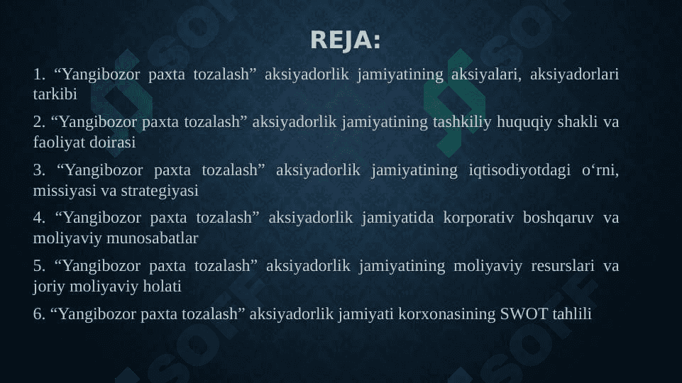 “Yangibozor paxta tozalash” aksiyadorlik jamiyati taqdimot 2