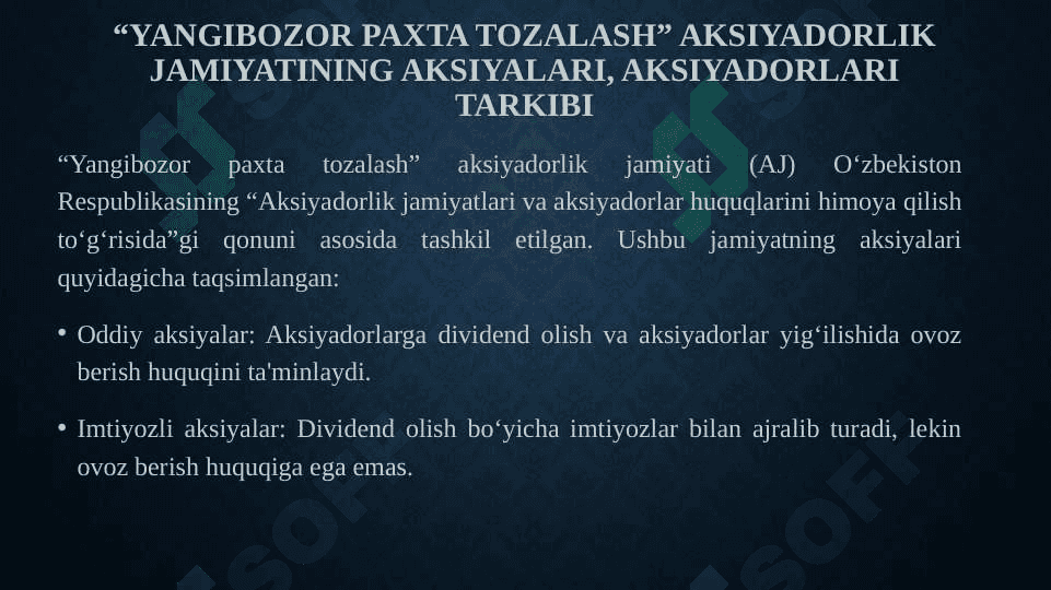 “Yangibozor paxta tozalash” aksiyadorlik jamiyati taqdimot 3
