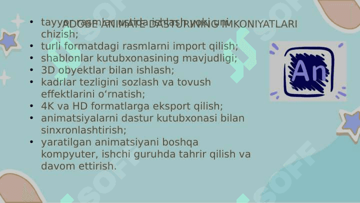 ANIMATSION DASTURLAR VA ULARNING IMKONIYATLARI 4