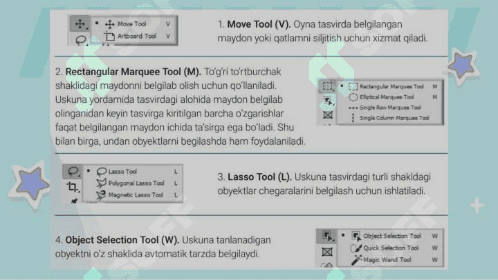ADOBE PHOTOSHOP DASTURI INTERFEYSI VA USKUNALAR PANELI 8