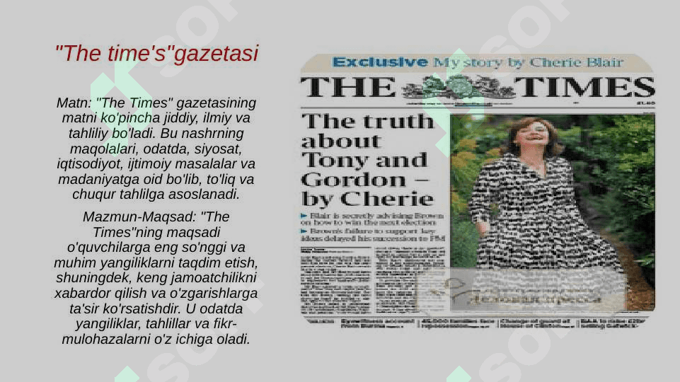 Bosma nashr The Times, New Times, Bloomberg, Sabahlar(matn va mazmun-maqsad)ni taxlil qilish 5