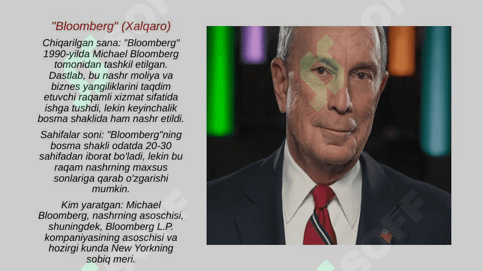 Bosma nashr The Times, New Times, Bloomberg, Sabahlar(matn va mazmun-maqsad)ni taxlil qilish 7