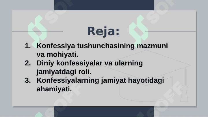 Konfessiya tushunchasining mohiyati va O'zbekistonda faoliyat yurituvchi diniy konfessiyalarning tasnifi 2