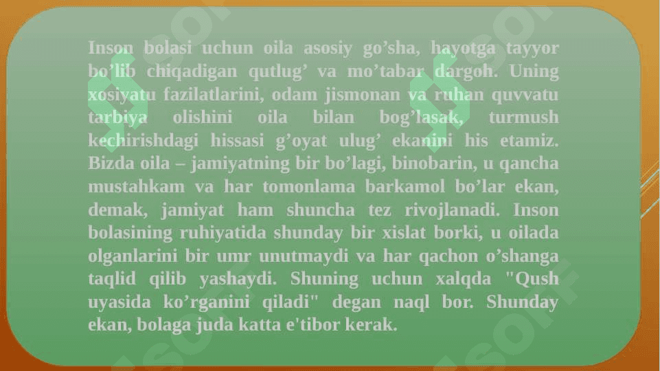 OILADA SOG‘LOM BOLA TARBIYALASHDAGI O‘ZARO MUNOSABATLARNING PEDAGOGIK-PSIXOLOGIK O‘RNI 4