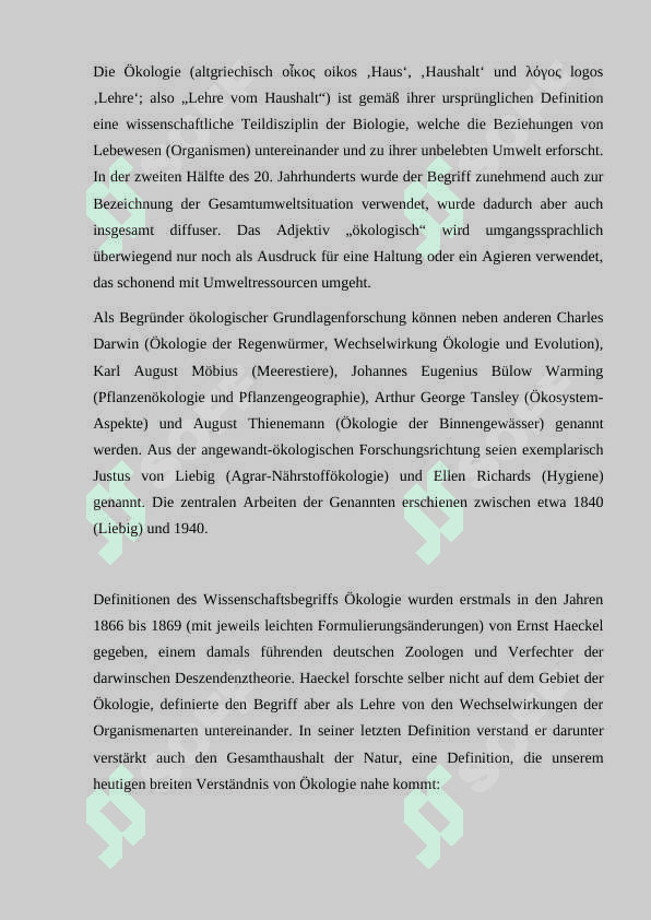 Ökologie. Ökologische organisationen 2