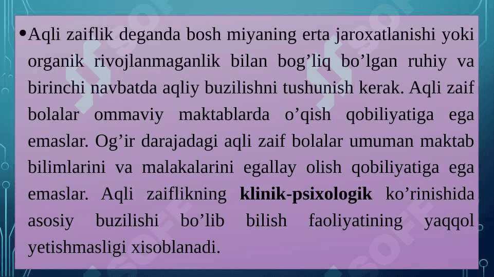 Aqli zaiflikning klinik tavsifi 3