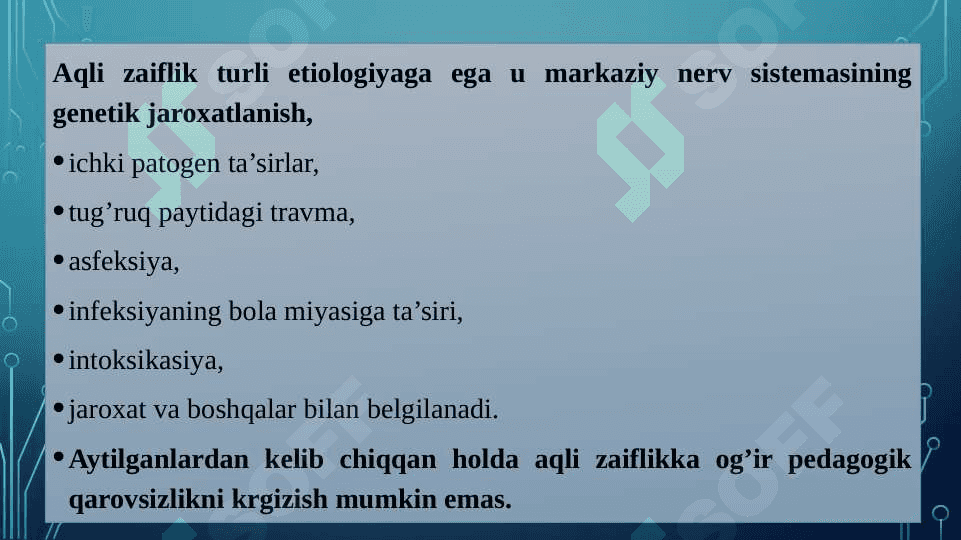 Aqli zaiflikning klinik tavsifi 4