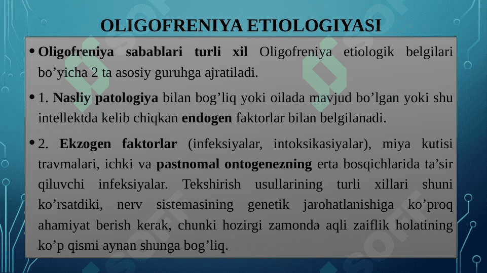 Aqli zaiflikning klinik tavsifi 8