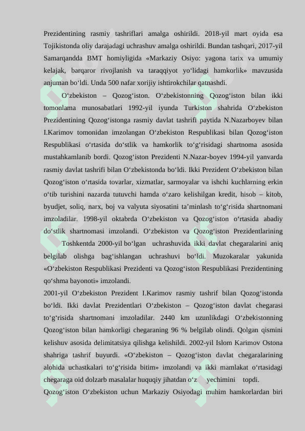 O'zbekiston Respublikasining qo'shni respublikalar bilan iqtisodiy va siyosiy munosobatlari 3