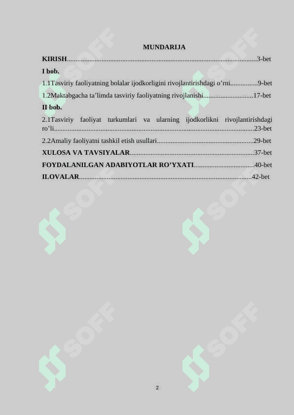 MTTda tasviriy faoliyat mashg’ulotlari orqali ijodkorligini rivojlantirish. 2