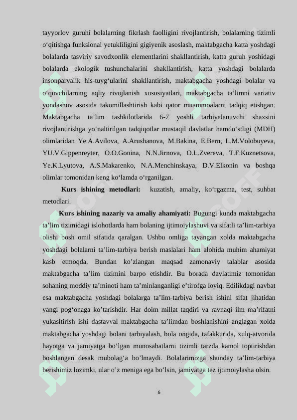 MTTda tasviriy faoliyat mashg’ulotlari orqali ijodkorligini rivojlantirish. 6