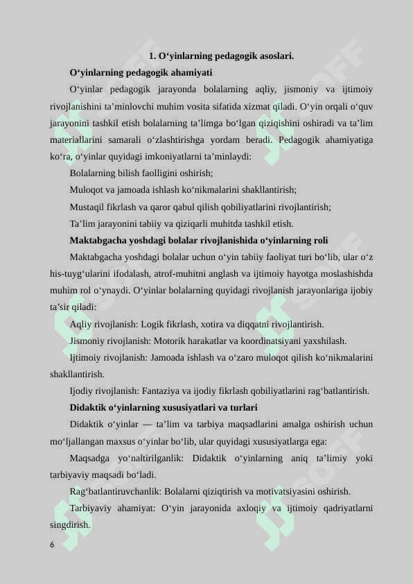 O‘yin orqali o‘rgatish usullarining nazariyasi 6