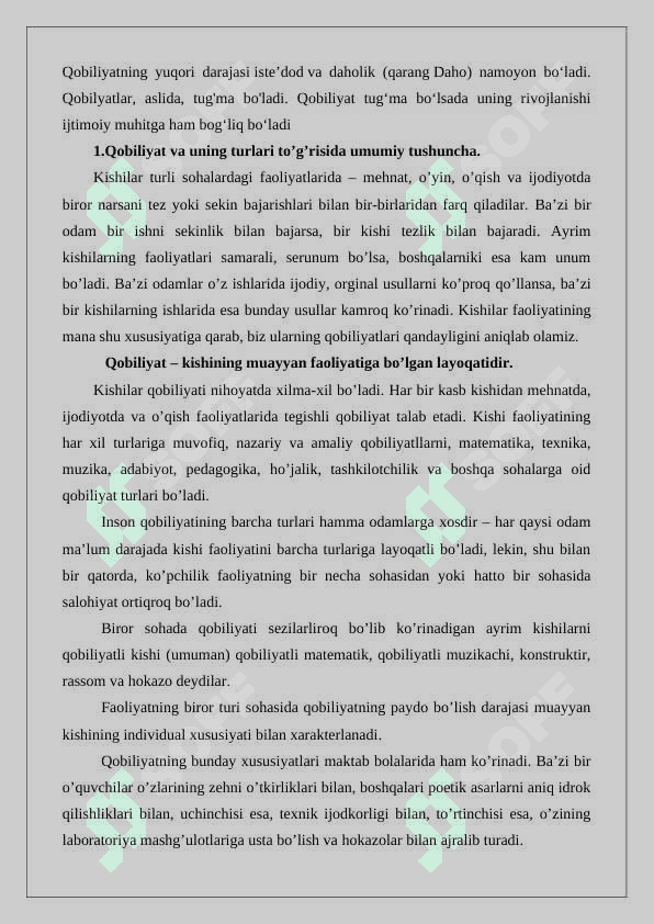 Qobiliyat va qobiliyatni rivojlanishi 3