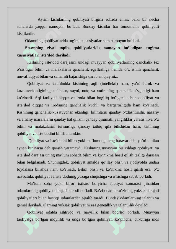 Qobiliyat va qobiliyatni rivojlanishi 4