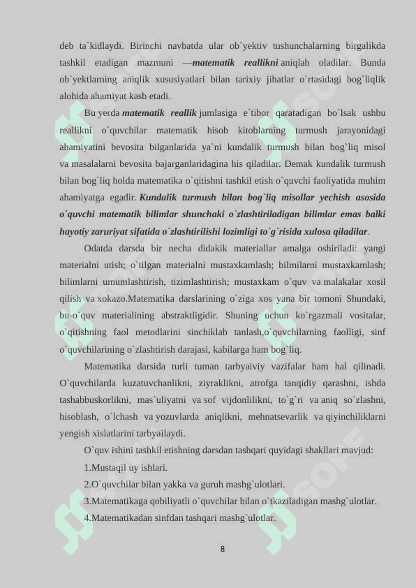 BOSHLANGʻICH SINFLARDA MATEMATIKA OʻQITISHNING DIDAKTIK-PSIXOLOGIK MASLAHATLAR 8