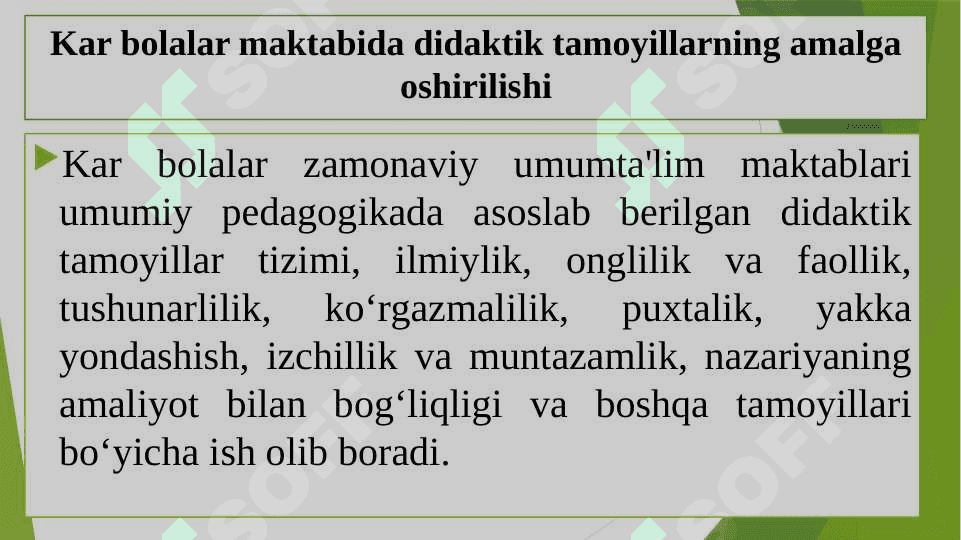 Kar bolalar maktabida ta’lim tamoyillarini amalga oshirilishi. 3
