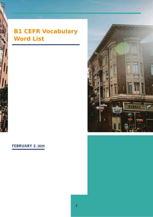 B1 CEFR Vocabulary Word List 1