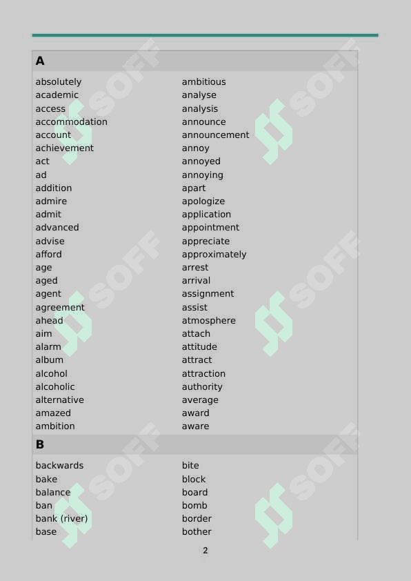 B1 CEFR Vocabulary Word List 2