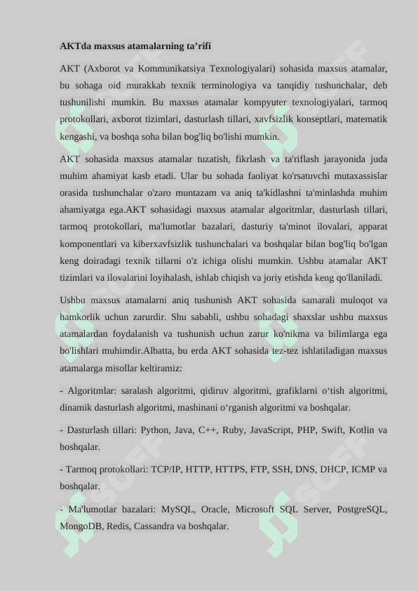 AKT sohasida maxsus atamalarning qollanilishi. 4