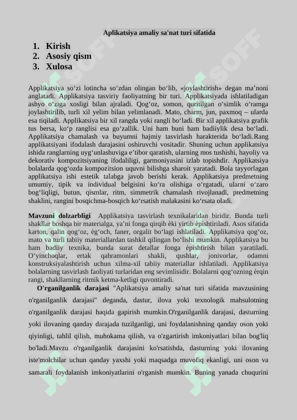 Mavzu: Aplikatsiya amaliy sa'nat turi sifatida 2