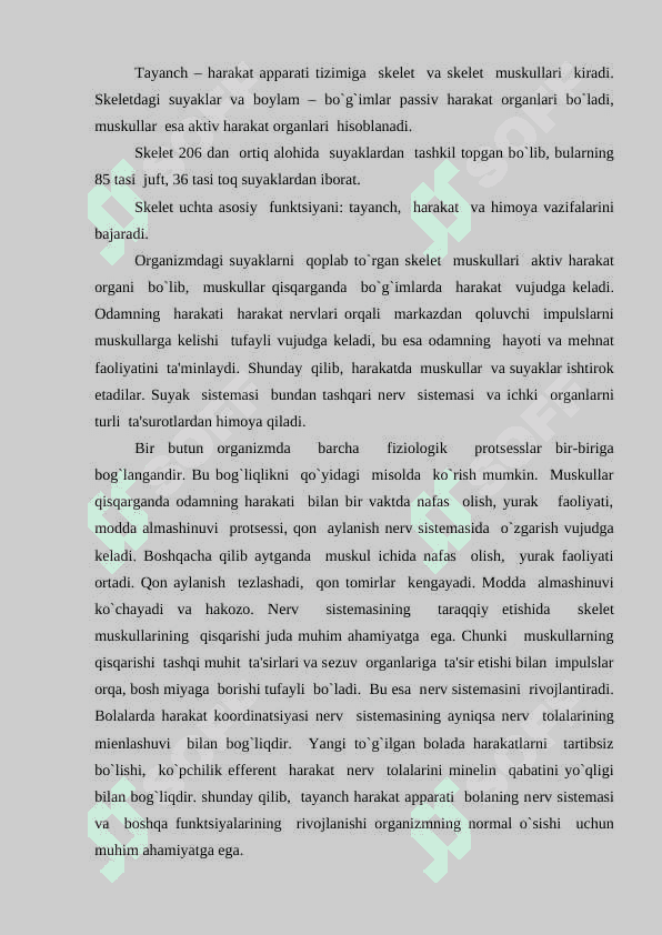 Tayanch va harakat tizimining yoshga oid xususiyatlari va gigiyenasi. 2