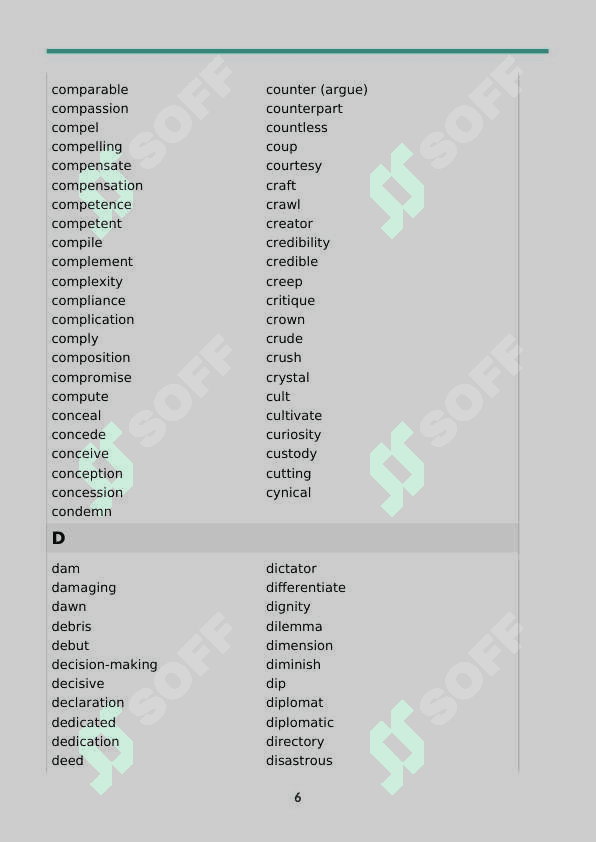C1 CEFR Vocabulary Word List 6