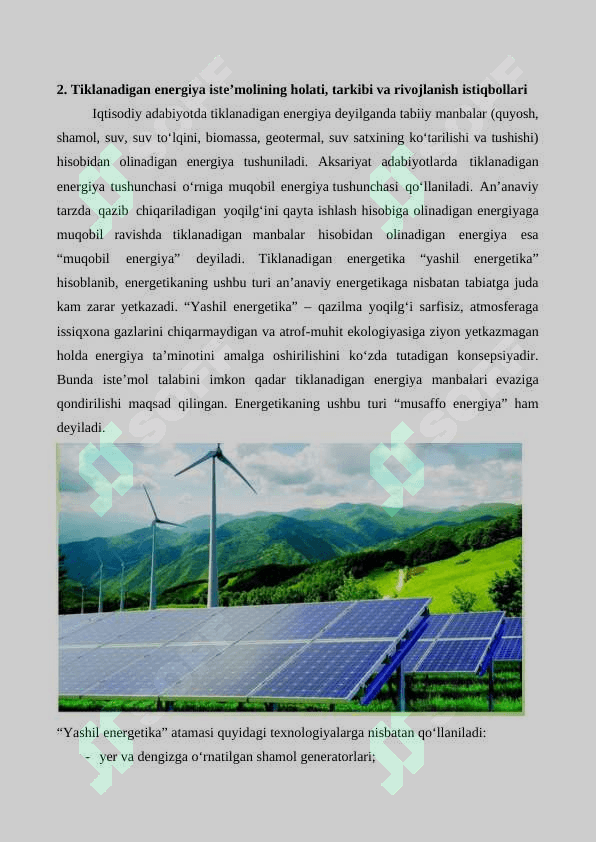O`zbekistonda yashil energetikani rivojlantirish istiqbollari 4