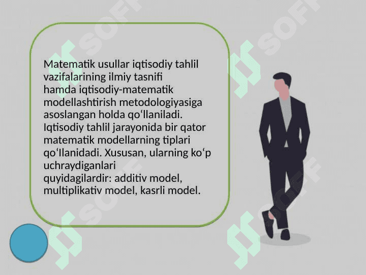 Iqtisodiy masalalarning maqbul yechimini aniqlashda matematik , dasturlash , o`yin nazariyasi va nazariy xizmat ko`rsatish usullarining qo`llanilishi 5