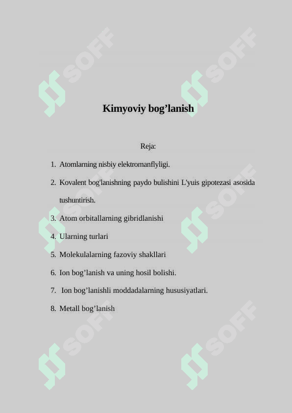 Kimyoviy bog’lanish 2