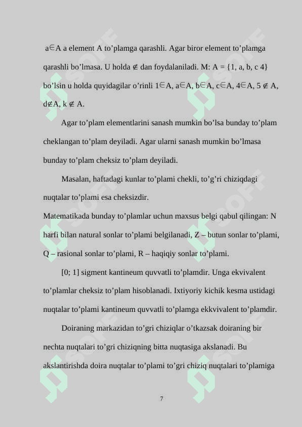 To’plamlar va ular ustida amallar 7