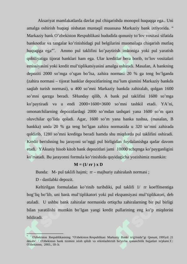 Pul bozorida muvozanat. Pulga talab va pul  taklifi funksiyasi. 8